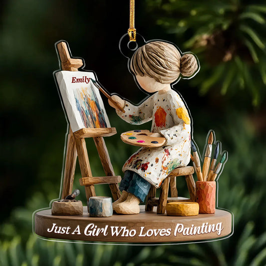Little Artist’s Creative Moment - Personalized 1-Layer Acrylic Ornament