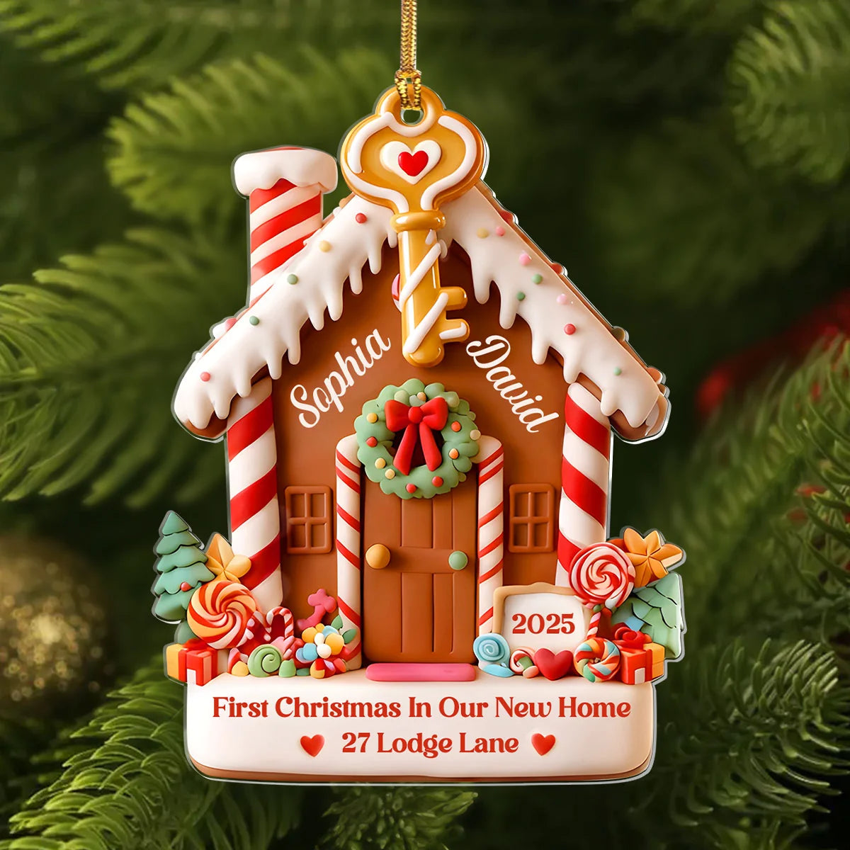 First Christmas In Our New Home - Personalized Wood Ornament Cutout & Print 1 Side
