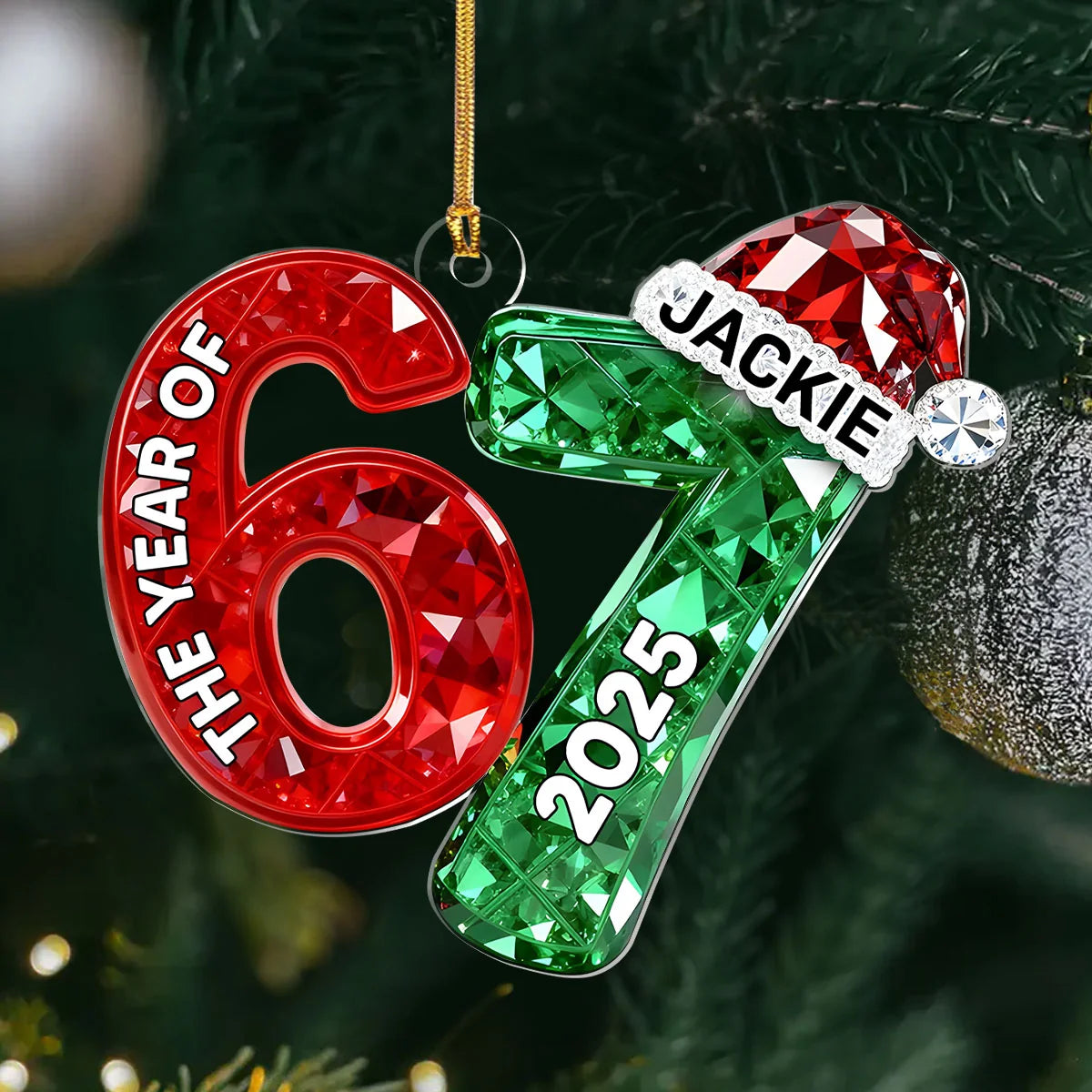 3D Shining Effect 67 Six Seven Ver 2 - Personalized 1-Layer Acrylic Ornament