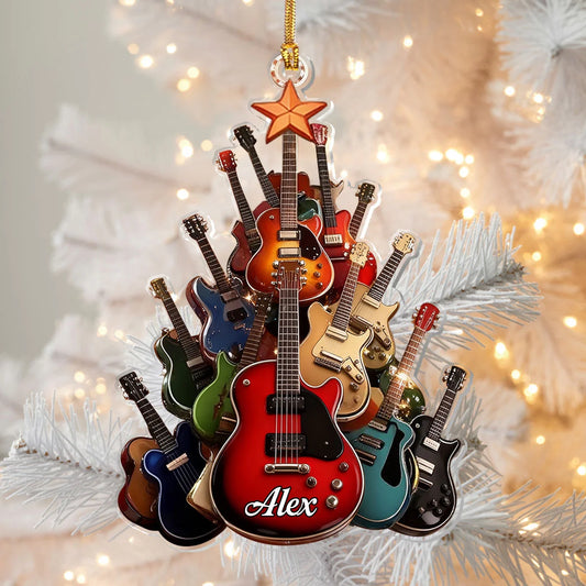 Guitar Christmas Tree - Personalized 1-Layer Acrylic Ornament