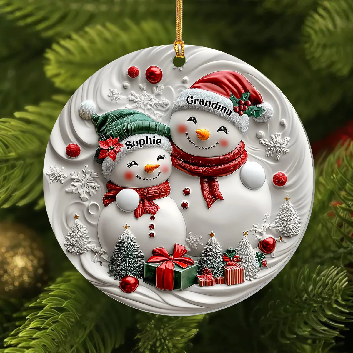 Classic Winter Embrace Generations In Snow - Personalized 1-Layer Acrylic Ornament