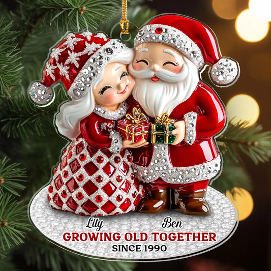 Santa Couple Growing Old Together - Personalized 1-Layer Acrylic Ornament