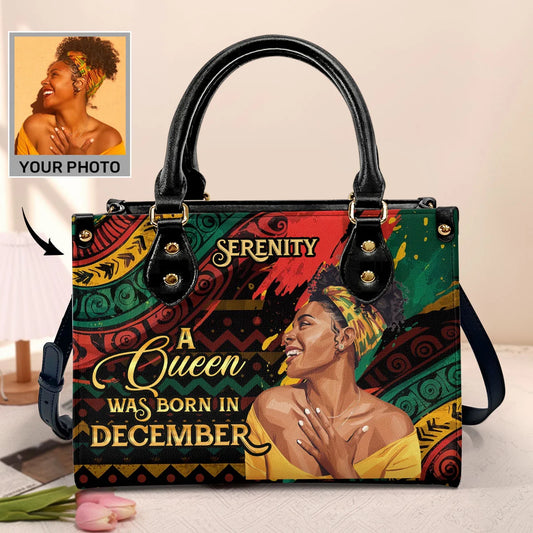 A Beautiful Black Queen - Personalized Leather Handbag