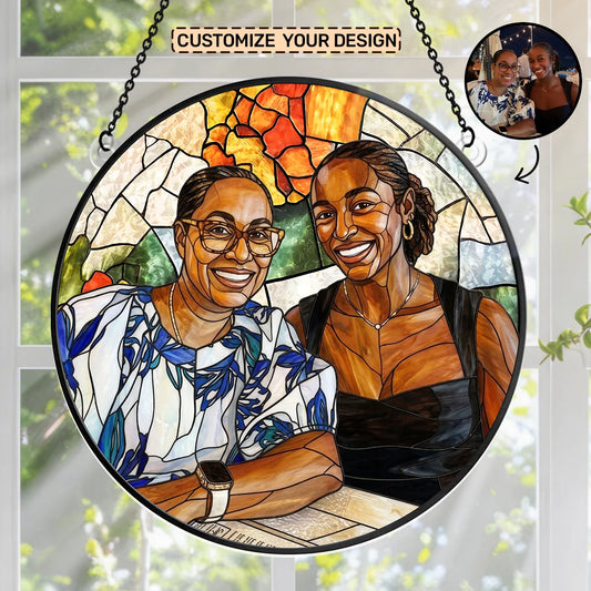 Custom Photo Portrait Mom Grandma Parents Family - Personalized Acrylic Suncatcher