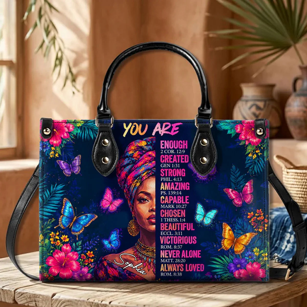 Personalized Black Women Leather PU Leather Handbag M3