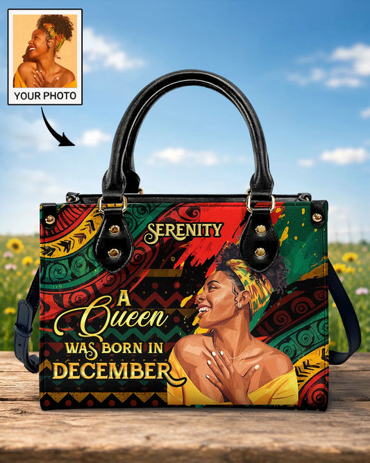 A Beautiful Black Queen - Personalized Leather Handbag