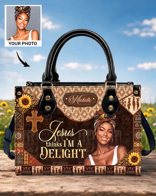 Jesus Thinks I'm A Delight - Personalized Leather Handbag