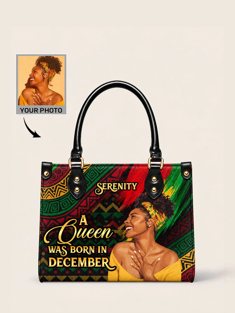 A Beautiful Black Queen - Personalized Leather Handbag