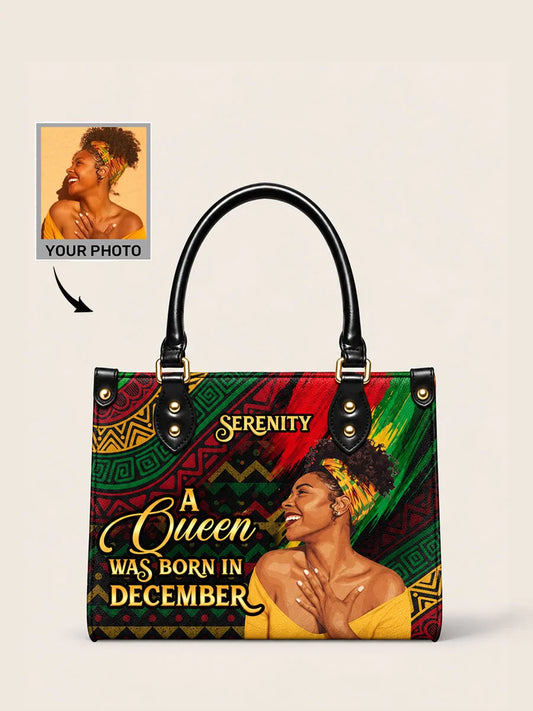 A Beautiful Black Queen - Personalized Leather Handbag