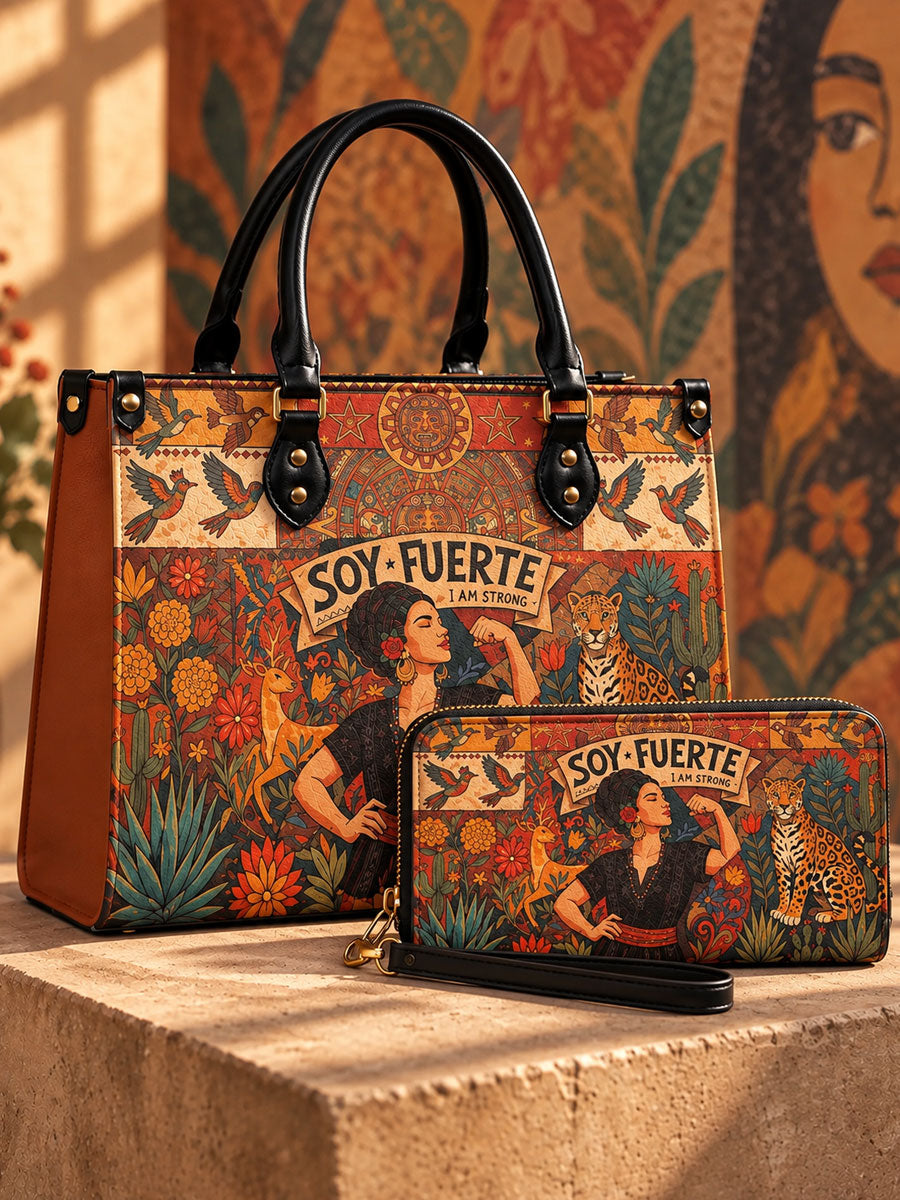 "Soy Fuerte" Leather Handbag + FREE wallet