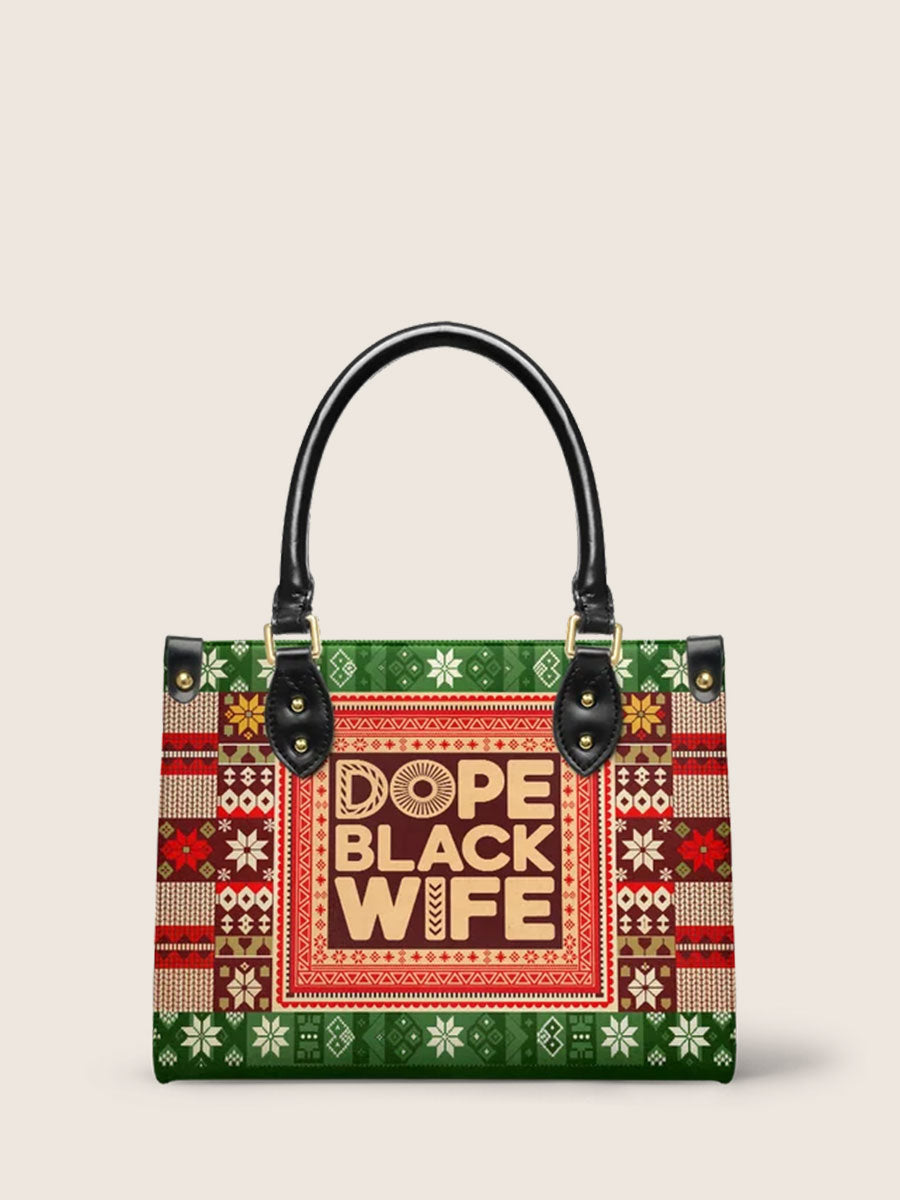 "Dope Black Wife" Frosted Pine Leather Handbag
