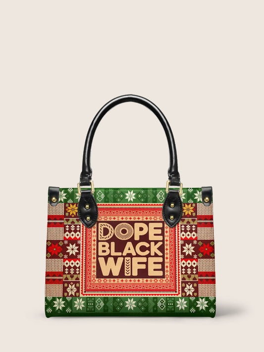 "Dope Black Wife" Frosted Pine Leather Handbag