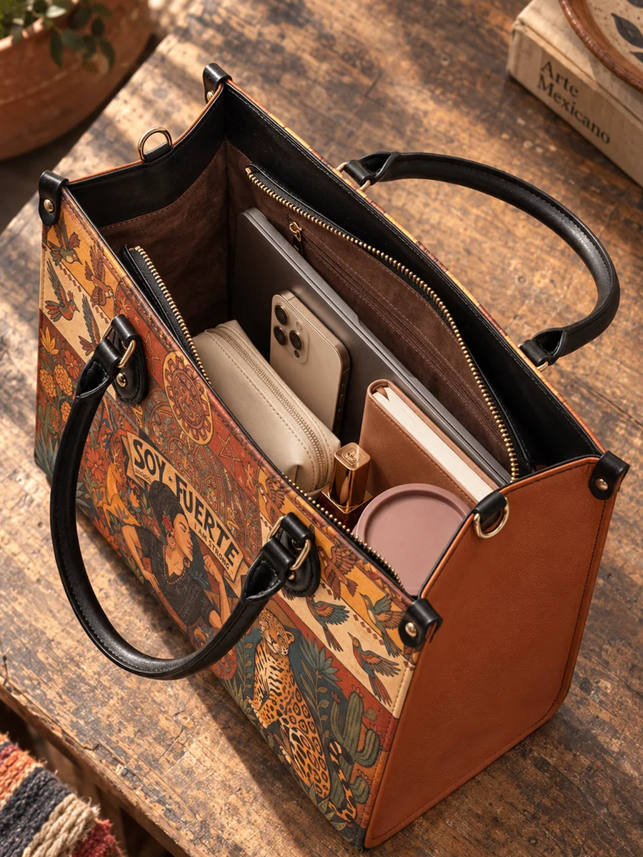 "Soy Fuerte" Leather Handbag + FREE wallet