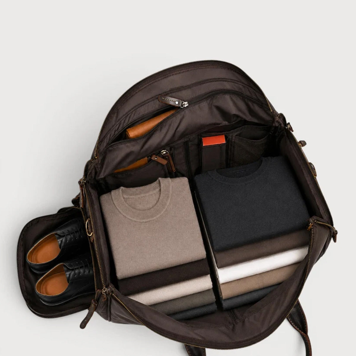 Premium Leather Carry-On Garment Duffel Bag
